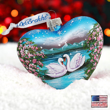 Swan Heart Glass Ornament by G. DeBrekht - Christmas Decor - 73433-1