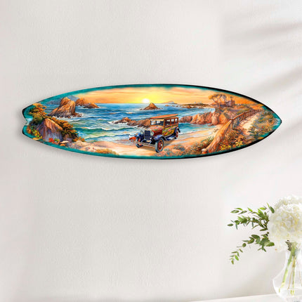Sunrise at the Beach Surfboard Coastal Wall Art by G. DeBrekht - Coastal Holiday Decor - 8490124HS-4