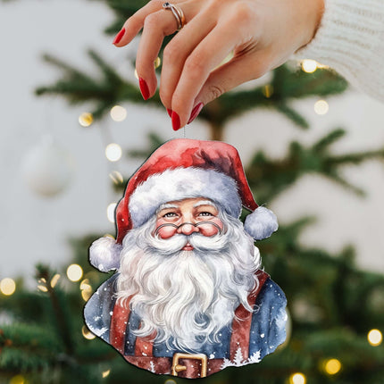 Jolly Santa Faces Decorative Wooden Ornaments Set of 3 by G. Debrekht - Christmas Decor - 8091045-S3-4