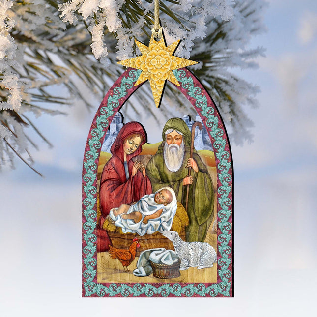 Nativity Manger Star Wooden Ornaments by G. DeBrekht - Nativity Holiday Decor - 8121301-0