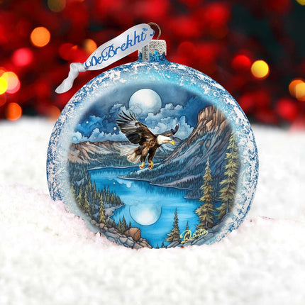 Flying Eagle Glass Ornament by G. DeBrekht - Wildlife Holiday Decor - 744-044-3