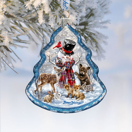 Forest Friends Tree Glass Ornament by D. Gelsinger - Christmas Santa Snowman Decor - 762-109-DG-2