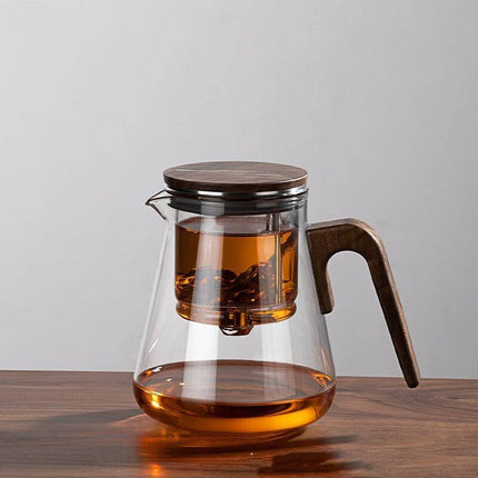 One-Click Filtering Walnut Full Glass Liner Teapot | Elegant Brewing Solution-0