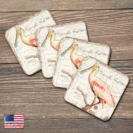 Bird Wooden Cork Coasters Gift Set of 4 by Nature Wonders - Nature Wildlife Decor  - 8198624C-S4-0