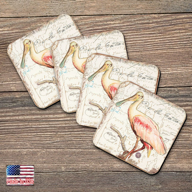 Bird Wooden Cork Coasters Gift Set of 4 by Nature Wonders - Nature Wildlife Decor  - 8198624C-S4-0