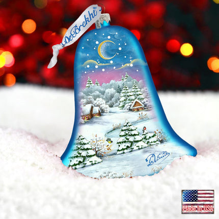 Winter Village Bell Glass Ornament by G. DeBrekht - Christmas Decor - 73141-1