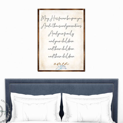 Blessing Quote Sign- May His Favor Be Upon You - Housewarming gift - Gift for newlyweds - Bible Verse scripts - Christian sign decor - Wedding gift - Blessing sign - Living room decor - 310353-4