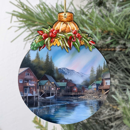 Arctic Mountain Homes Wooden Ornaments by G.Debrekht - Wildlife Holiday Decor - 870014-1