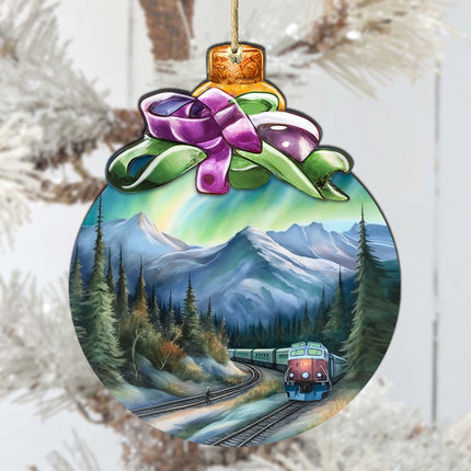 Mountain Glow Express Wooden Ornaments by G.Debrekht - Wildlife Holiday Decor - 870016-2