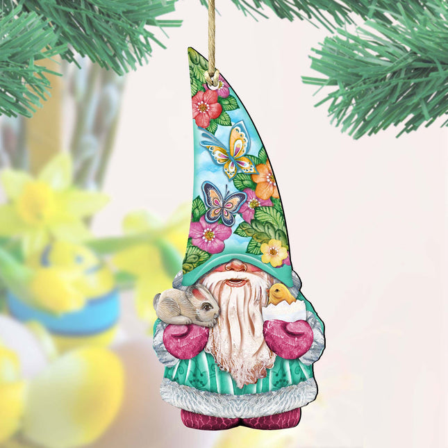 Spring Gnome Dwarf Wooden Ornaments by G. DeBrekht - Easter Spring Decor - 8611011-0