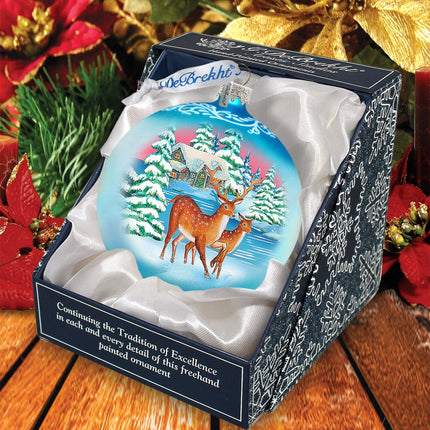 Winter Deer's Ball Glass Ornament Christmas Decor by G. DeBrekht - 73114-2