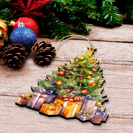 Christmas Tree Decorative Wooden Ornaments Set of 3 by G. Debrekht - Christmas Decor - 8091044-S3-3