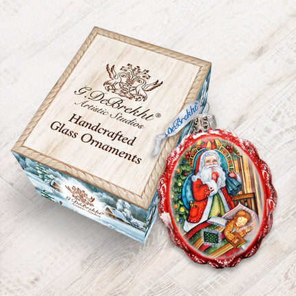 Christmas Night Mercury Glass Ornament by G. DeBrekht - Christmas Santa Snowman Decor - 773023-2