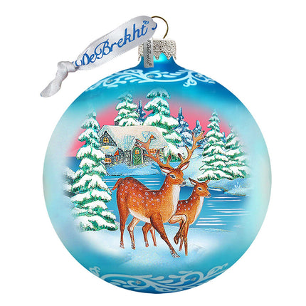 Winter Deer's Ball Glass Ornament Christmas Decor by G. DeBrekht - 73114-4