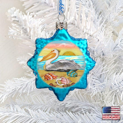 Pelican Star Mercury Glass Ornament by G. DeBrekht - Coastal Holiday Decor - 775478-1