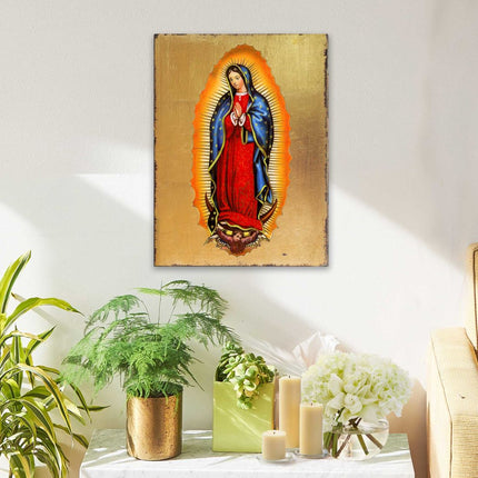 Lady of Guadalupe Wooden Gold Plated Religious Catholic Sacred Icon - Inspirational Icon Decor - 85032-2