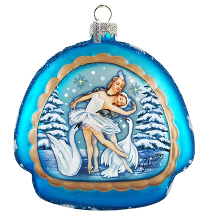 Swan lake rainbow, Scenic Glass Ornament by G. DeBrekht 756-004-1