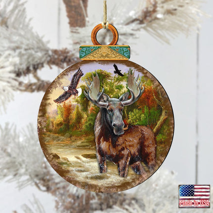 Woodsy Moose Ball Wooden Ornaments by G. DeBrekht - Wildlife Holiday Decor - 8025215-1