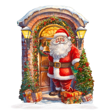 Knocking the Door Santa Outdoor Decor by G. Debrekht - Christmas Santa Snowman Decor - 8611044F-4