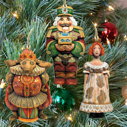Nutcracker Wooden Ornaments Set of 3 by G. DeBrekht - Christmas Decor - 8100010S3-0