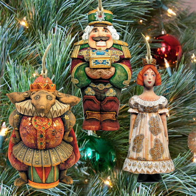 Nutcracker Wooden Ornaments Set of 3 by G. DeBrekht - Christmas Decor - 8100010S3-0