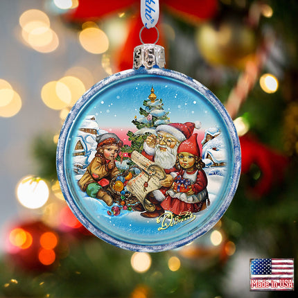 Christmas Tale Glass Ornament by G. DeBrekht - Christmas Santa Snowman Decor - 73352C-4