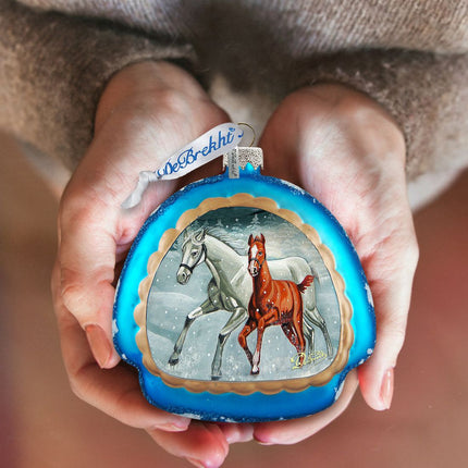 Winter Horses Glass Ornament by G. DeBrekht - Christmas Decor - 756-015-2