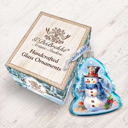 Cheerful Snowman Mercury Glass Ornaments by G. Debrekht - Christmas Santa Snowman Decor - 776022-3