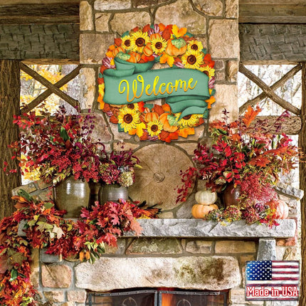 Flower Fall Holiday Door Wreath by G. DeBrekht - Thanksgiving Halloween Decor - 8185305-2H-2