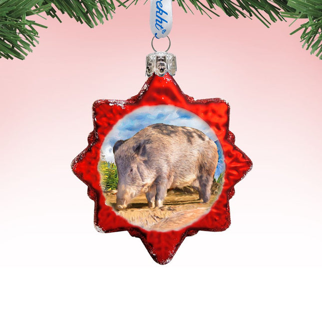 Wild Boar Mercury Glass Ornament by G. DeBrekht - Wildlife Holiday Decor - 775489-0