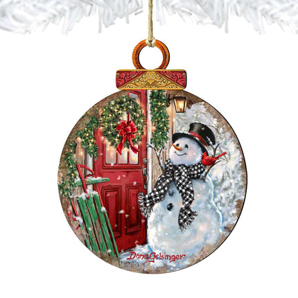 Winter Arrival Snowman Wooden Ornaments by Gelsinger - Christmas Santa Snowman Decor - 8121127DG-4