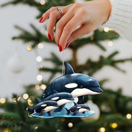 Orca's Family Wooden Ornaments by G.Debrekht - Wildlife Holiday Decor - 8710102-2-4