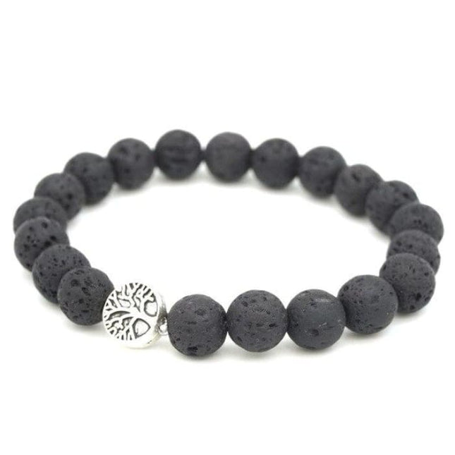 Classic Black Lava Stone Tree of Life Essential Oil Bracelet-0