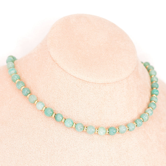 CIRCE | Amazonite and 18 and 24 carat gold plated necklace-0