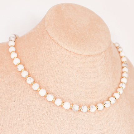 CIRCE | Howlite and 18 and 24 carat gold plated necklace-0