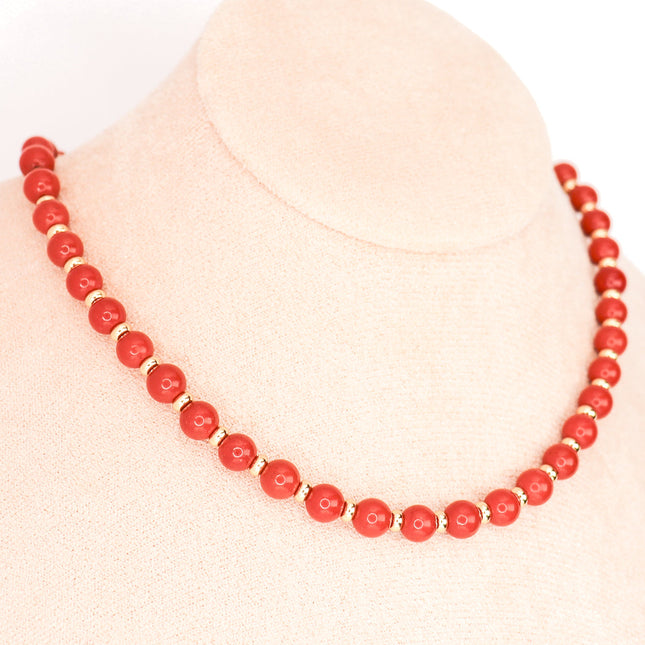 CIRCE | Necklace in red jasper and 18 and 24 carat gold plated-0