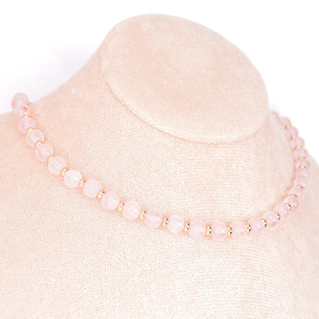 CIRCE | Necklace in Rose Quartz and 18 and 24 carat Gold plated-0