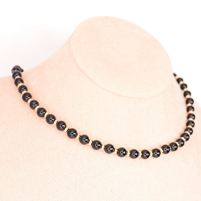CIRCE | Necklace in black Tourmaline and 18 and 24 carat gold plated-0