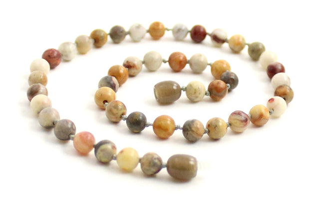Crazy Agate Gemstone Knotted Multicolor Necklace-0