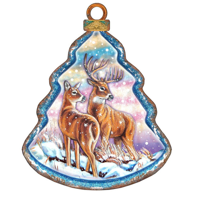 Deer's Family Wooden Ornaments - Tree Ornament by G. DeBrekht - Wildlife Holiday Decor - 8015217-0
