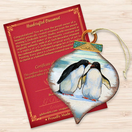 Penguins Drop Wooden Ornaments by G. DeBrekht - Wildlife Holiday Decor - 8035382-3