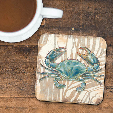 Crab Coastal Wooden Cork Coasters Gift Set of 4 by Nature Wonders - 95224-2C-S4-3