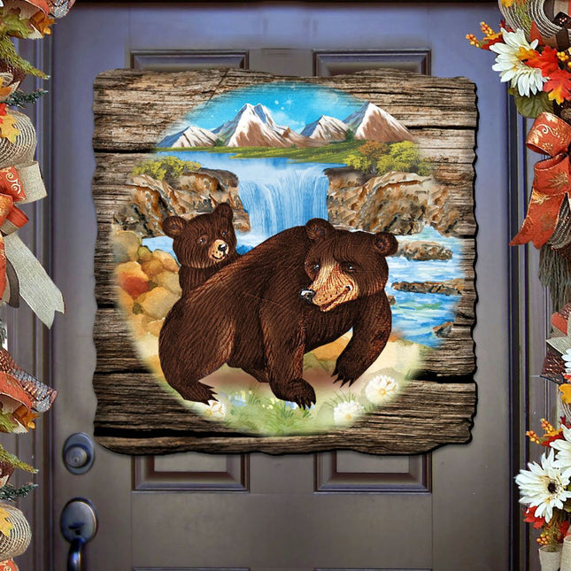 Bear Cabin Wildlife Door Decor - G. DeBrekht - Wildlife Holiday Decor - 8114081H-0