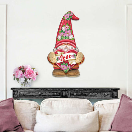 Love Gnome Wooden Door Hanger Wall Art by G. DeBrekht - Love Family Kids Decor - 8611018H-1