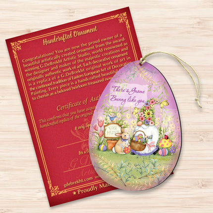 Bunny Garden Gnome Egg Wooden Ornaments by Susan Winget - Easter Spring Decor - 8471121-SW-3