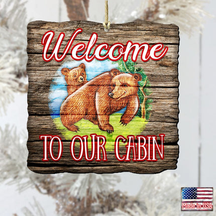 Bear Cabin Woodsy Wooden Ornaments by G. DeBrekht - Wildlife Holiday Decor - 8114080-2