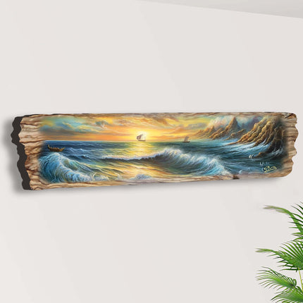 Wave Symphony Wooden Wall Art by G. DeBrekht Coastal Decor - 8491113W-3