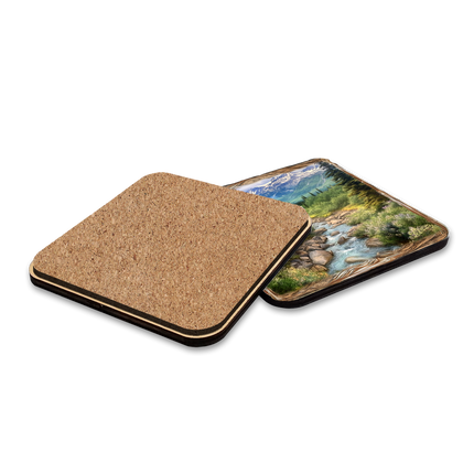Mountain River Wooden Cork Placemat and Coasters Gift Set of 7 by Nature Wonders Nature Wildlife Decor  - 85407C-S7-3