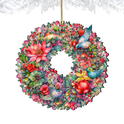 Summer Blooms Wreath Wooden Ornaments by G. Debrekht Christmas Decor - 8611072-3