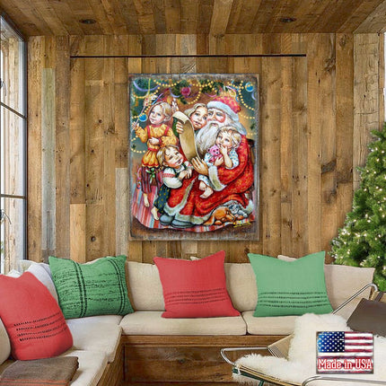 Wish List Santa Wooden Wall Art by G. DeBrekht - Christmas Santa Snowman Decor - 81291311B-4